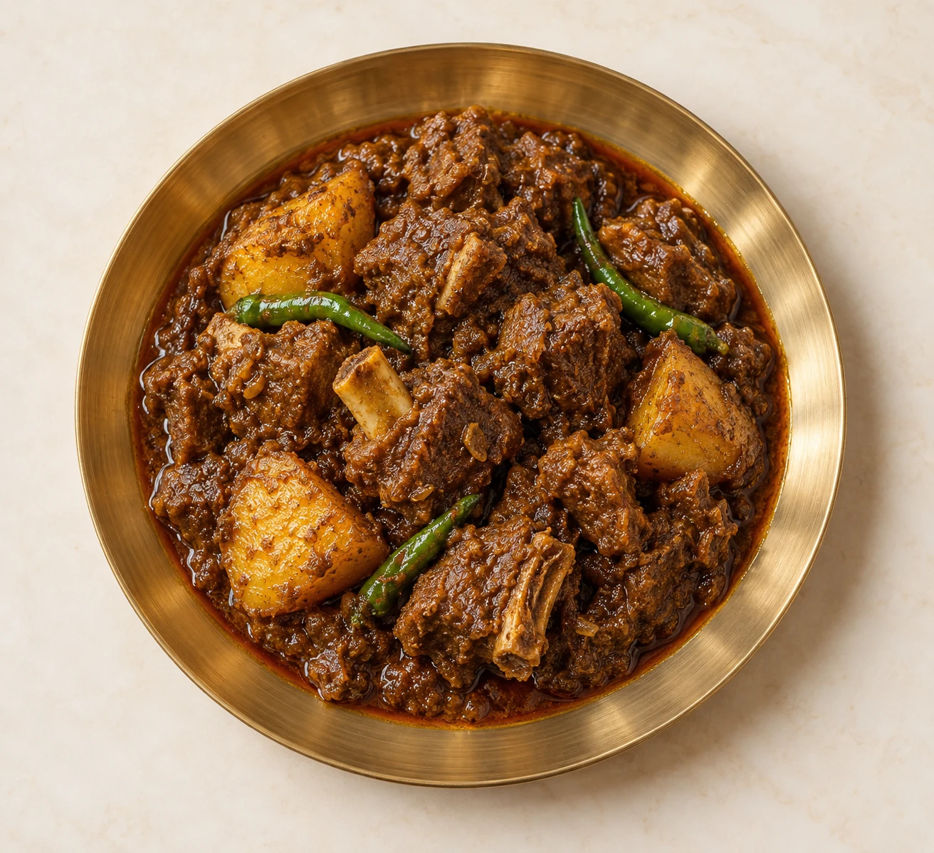 কষা মাংস পরিবেশনের ছবি